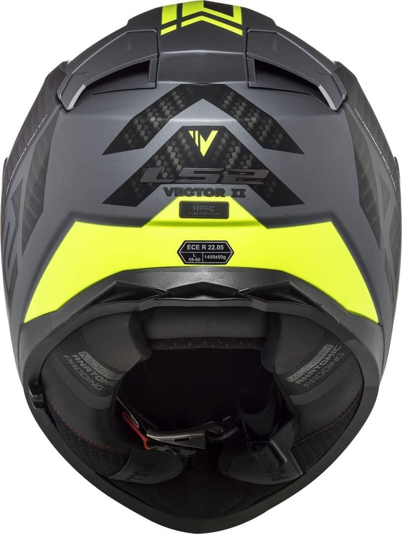 LS2, Casco Moto Integrale VECTOR II SPLITTER Matt Titanium H-V Yellow, L