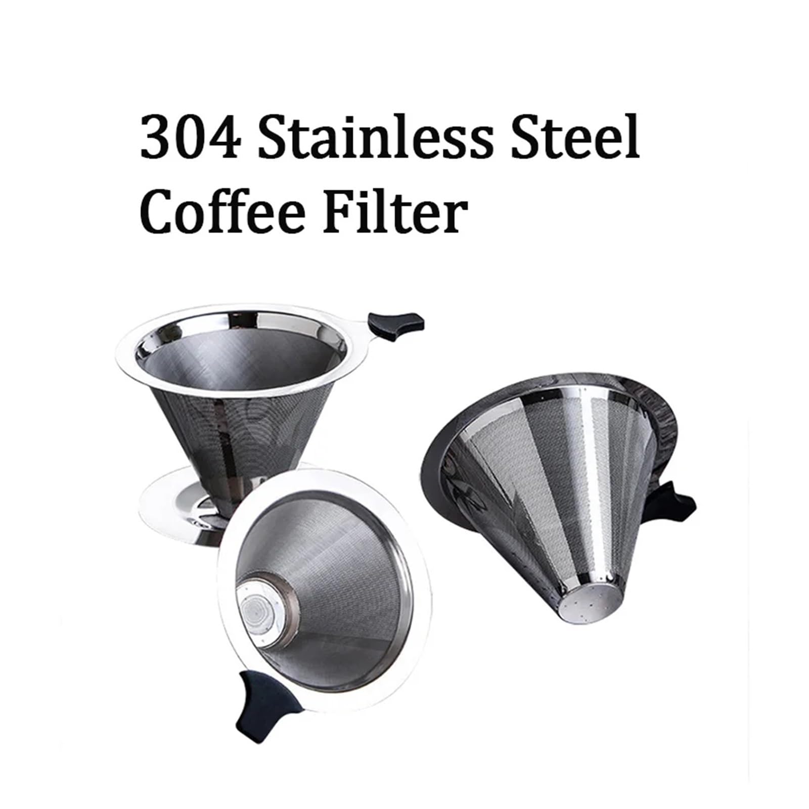 1 Filtro de café Doble Capa Acero Inoxidable 304, Soporte for Verter, Malla Goteo for té(Size M with Base)