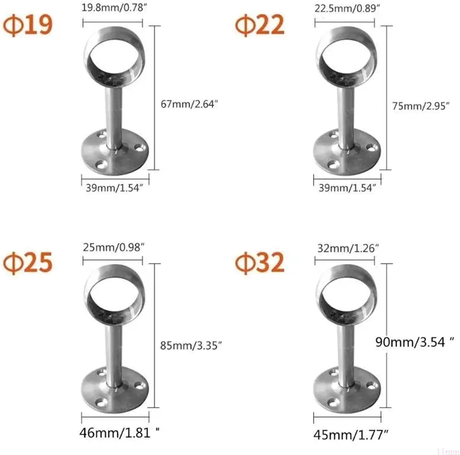 Closet Pole Socket 16Pcs Ceiling Mount Bracket Heavy Duty Shower Curtain Rod Flange End Supports for Closet Rod with Screws(22)