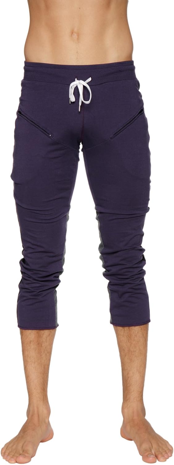 4-rth Mens 3/4 Length Zipper Pocket Capri Yoga Pant Made in America Modal French Terry Caliifornia Stretch Fit European Style