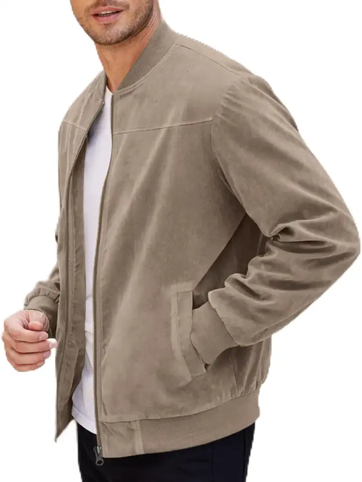 Jaqueta bomber masculina moderna, casual com zíper, casaco de gola alta, para uso ao ar livre