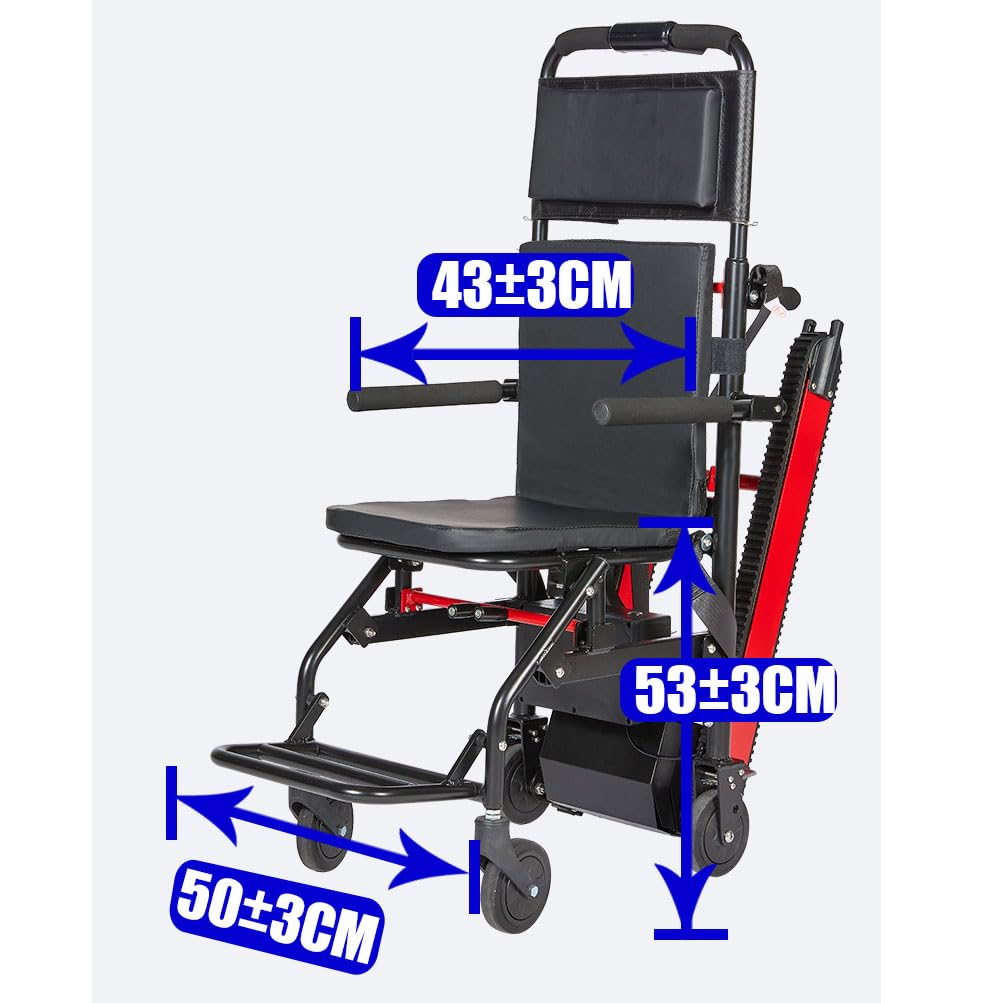 Montascale Elettrico Cingolato Carrello per scale, sedia a rotelle da 19 kg, in lega di alluminio, per anziani e disabili, portatile, pieghevole, con capacità di sollevamento di 250 kg.
