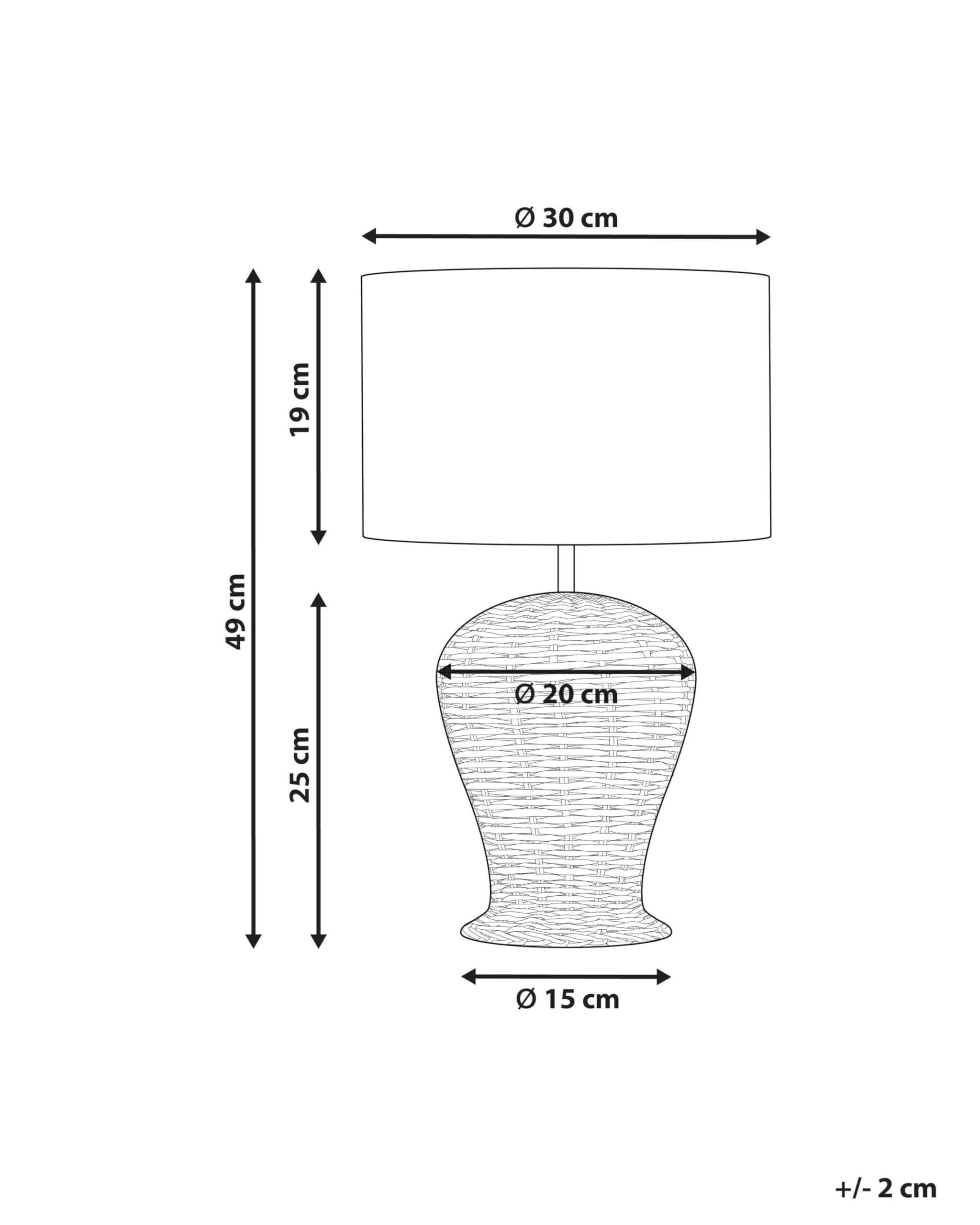 Beliani Tischlampe Rattan natürlich Vasenform mit Stoffschirm weiß Schalter Boho Furelos