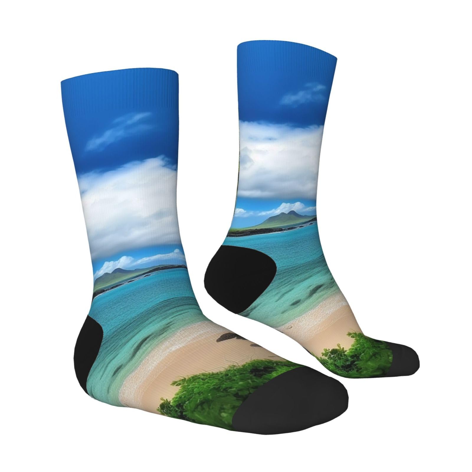LZQPOEAS Tropical Palm Tree Hawaii Beach Athletic Socks Unisex Cushioned Crew Socks Hiking Running Calf Sock Soft Above Ankle Sock