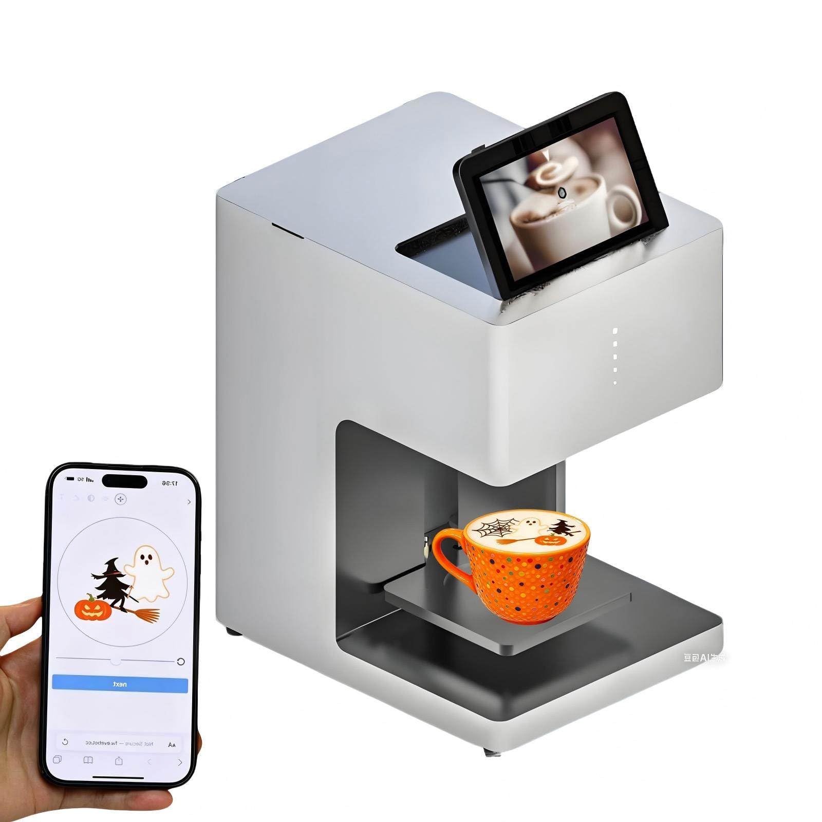 Macchina per la Stampa Digitale Automatica del caffè al Latte, Stampante 3D per Latte Art, Fotocamera Esterna, Scatto E Stampa con Un Clic, Nessun Cellulare Necessario. 3ColorsWhite