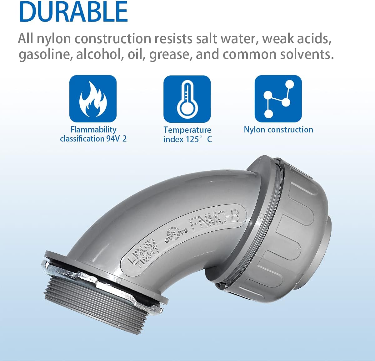 2inch Nonmetallic Liquid-Tight 90-Degree Electrical Conduit Connector Fitting,,UL Listed, (2 PACK) (2inch 90d)