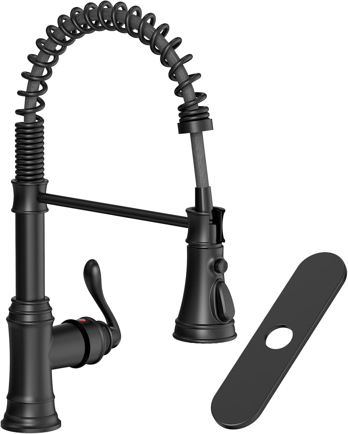 Homevacious Matte Black Kitchen Faucet with Pull Down Sprayer Single Handle Kitchen Sink Faucet 3 Functions High Arc Solid Brass Spring Commercial Sink Faucets for Farmhouse Laundry Utility Rv Wet Bar