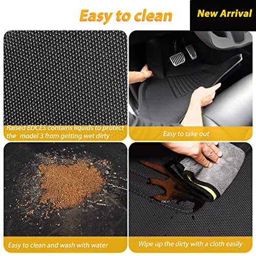 Carqiwireless Floor Mats All Weather For Tesla Model Y 2021 2022 2023 Accessories Car Trunk Mat Black #TOP3
