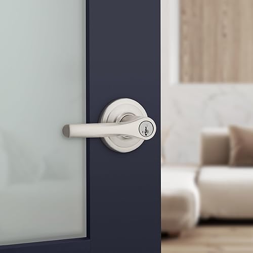 Miniatura 2 de Kwikset Henley - Manija de puerta de entrada con cerradura y llave, manija reversible con llave segura, para entrada frontal y dormitorios, níquel