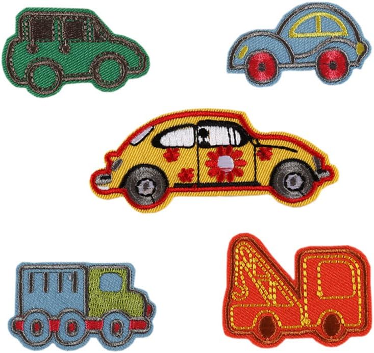 Mix 5PCS Boys Kids Small Cartoon Car Decal Fabric Iron On Patches Embroidered Motif Badge DIY Decoration Applique For Jeans Clothes