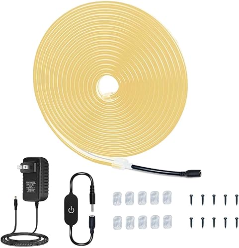 JO.KO Tira de luz LED de neón de silicona, cuerda de luz de neón de 12 V, 16.4 pies, impermeable, para cortar, para exteriores, luces de neón