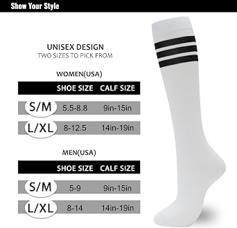 fenglaoda Compression Socks for Women Men 3 Pairs Graduated Compression Support Circulation Socks for Nurses