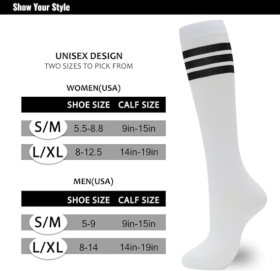 fenglaoda Compression Socks for Women Men 3 Pairs Graduated Compression Support Circulation Socks for Nurses