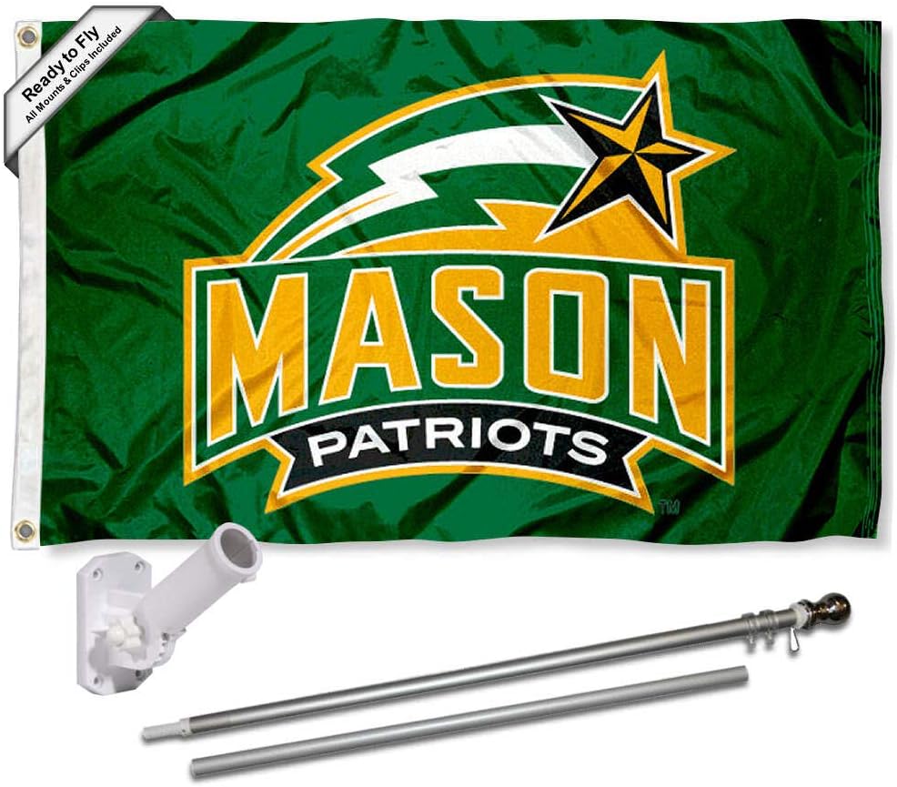 George Mason Patriots Flag with Pole and Bracket Holder University Set