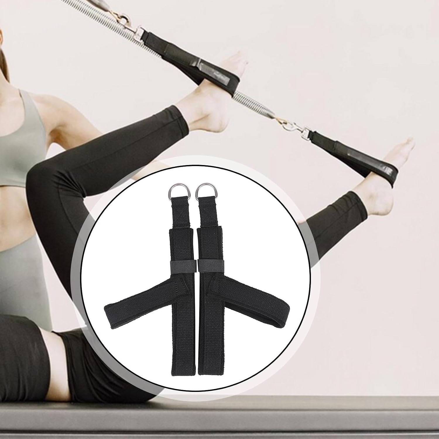 Pilates Straps 2 Pack Cotton Blend Yoga Straps Fitness Belts for Reformer Home Workout Stretching