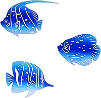 Vista 1 de BVLFOOK Decoración de pared de mar, peces tropicales, decoración de Navidad colgante de metal para baño, playa, Navidad, océano, patio costero
