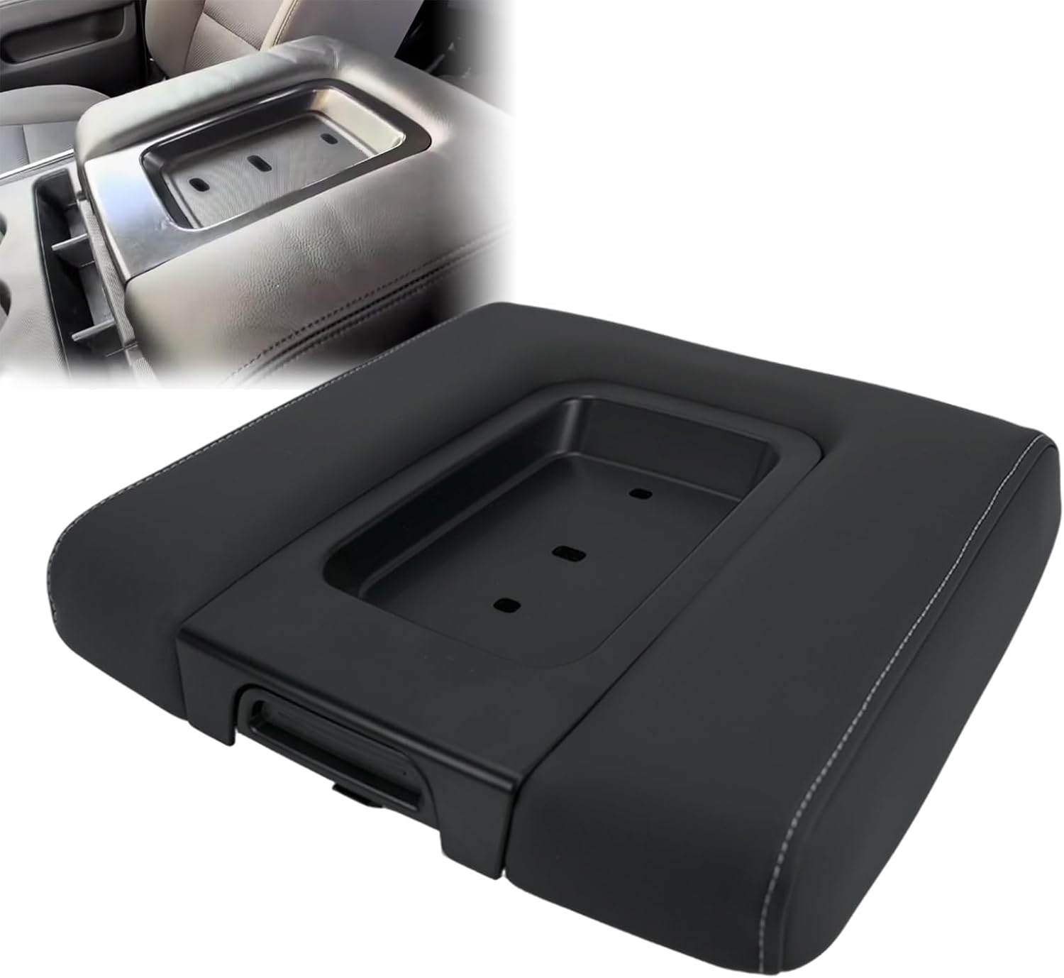 22881398 Black Front Seat Center Console Armrest Lid - Compatible with 2014-2019 Chevy Silverado, Tahoe, Suburban & GMC Sierra 1500 2500HD 3500HD, Yukon XL Black Replaces 22881398