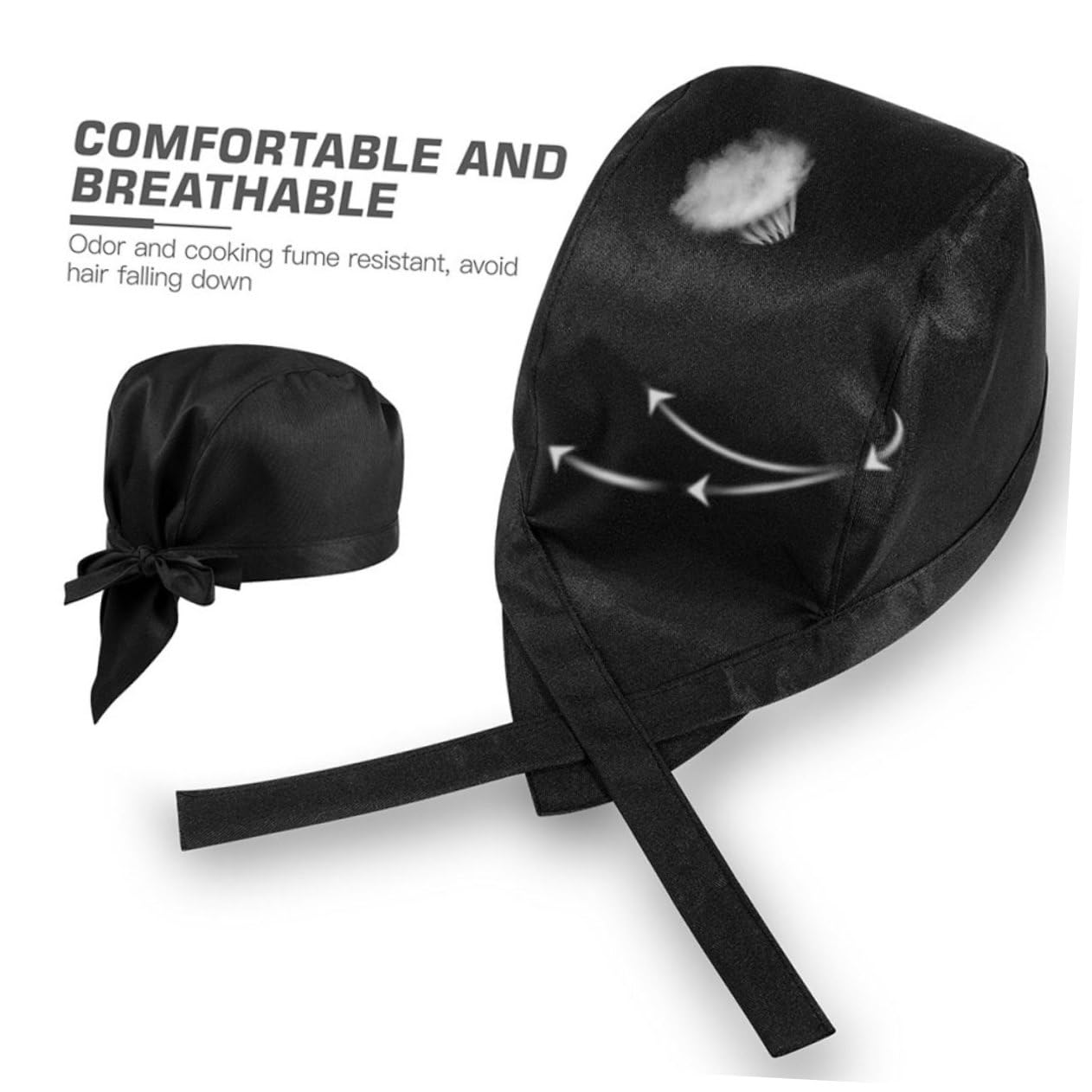 SOIMISS 10 Gorros de Cocina de Algodón Negro para Chef y Servicio | Pack de 10 Unidades, Diseño Sencillo, Ajuste Unisex para Adultos, Estilo Profesional y Práctico