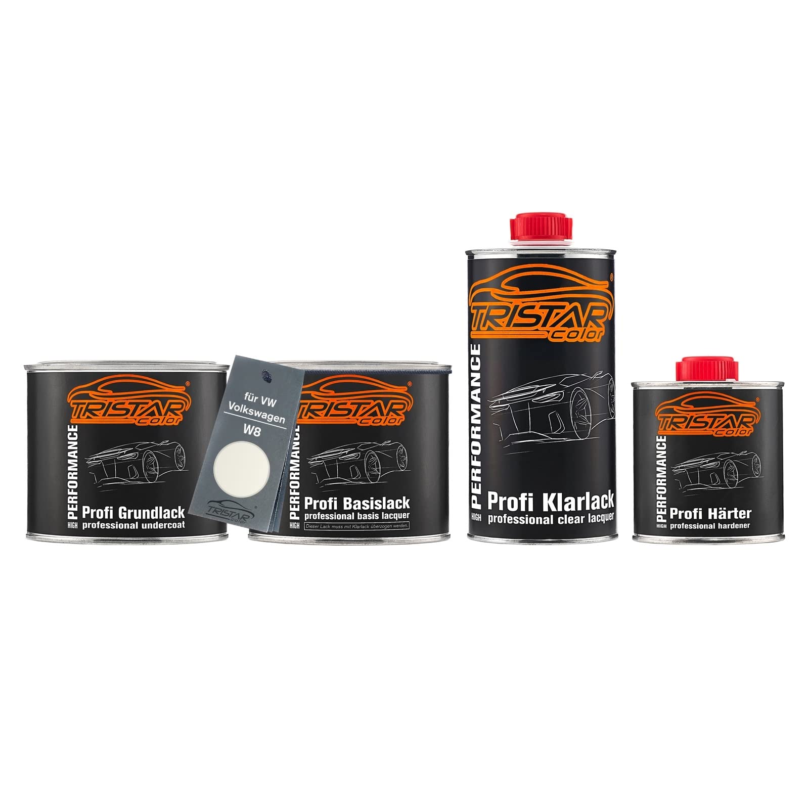 TRISTARcolor Car paint Set can ready for spraying for VW/Volkswagen W8 Weiss Perl/Weiss Perlmutt under + base coat + 2K clear coat 1.75l