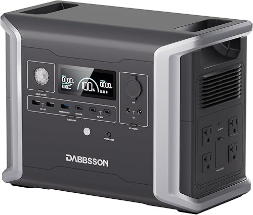 Dabbsson Estación de energía portátil DBS1300, batería LiFePO4 de estado semisólido EV de 1330 Wh, máximo 9400 Wh, 4 salidas de CA de 1200 W,