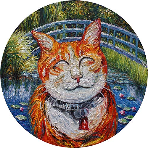 Pintura al óleo pintada a mano con diseño de gato de Monet sobre lienzo estirado moderno Pop Room Art Decor