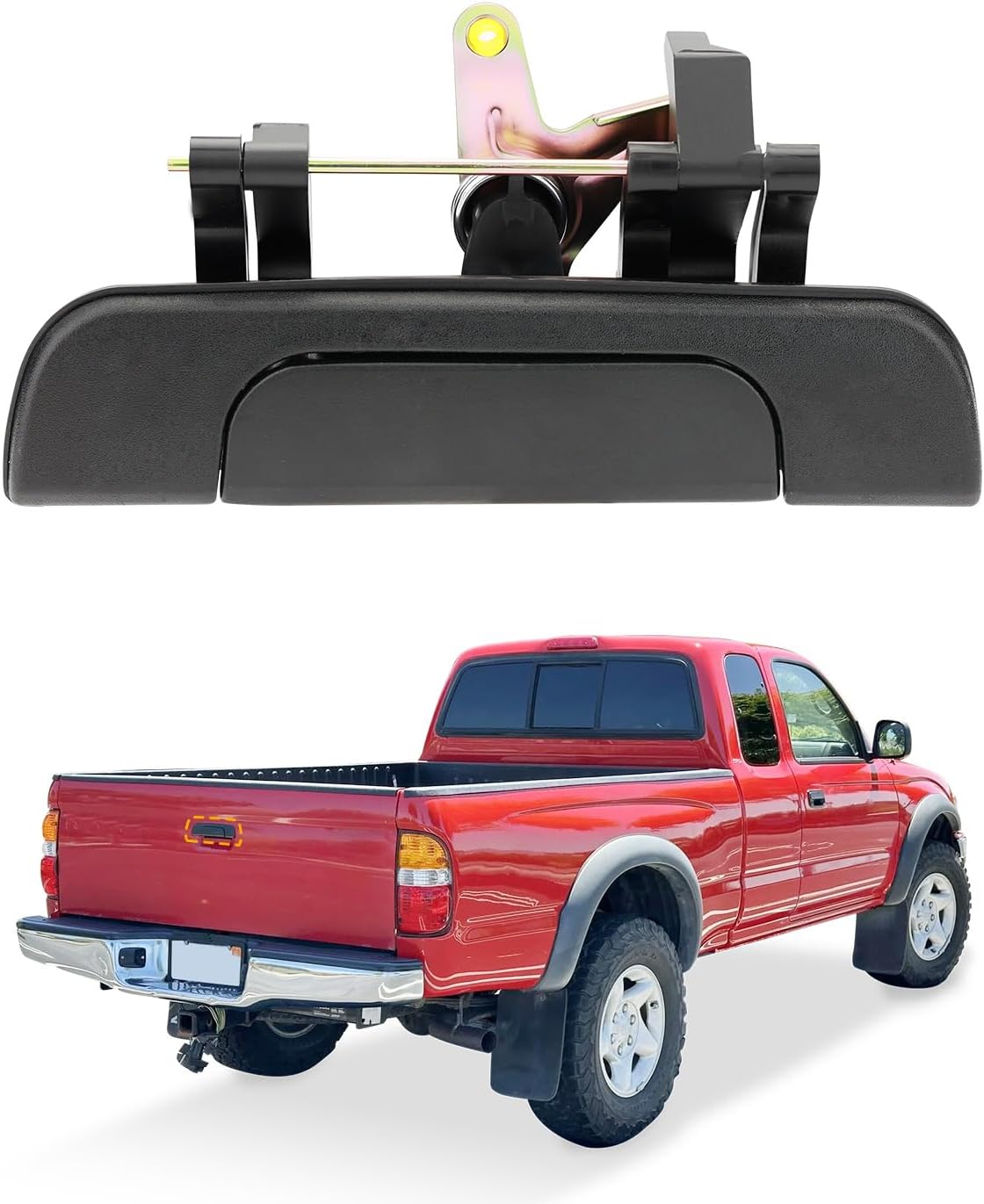 Metal Tailgate Handle, Compatible with 1995-2004 Toyota Tacoma Pickup, Upgraded Outside Rear Textured Balck Tail Gate Liftgate Lock Latch, Replace# TO1915102, 69090-35010, Liftgate Handle Assembly