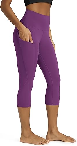 Miniatura 239 de ODODOS - Leggings tipo capri de mujer, no se traslucen y modelan el abdomen, con cintura alta y bolsillos; para hacer yoga, atletismo, ejercicio