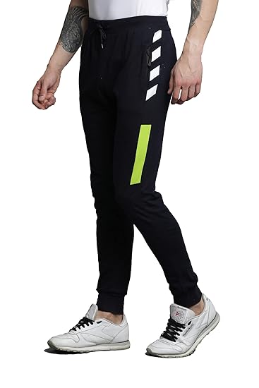 Men's Colorblock Navy, White Cotton Jogger