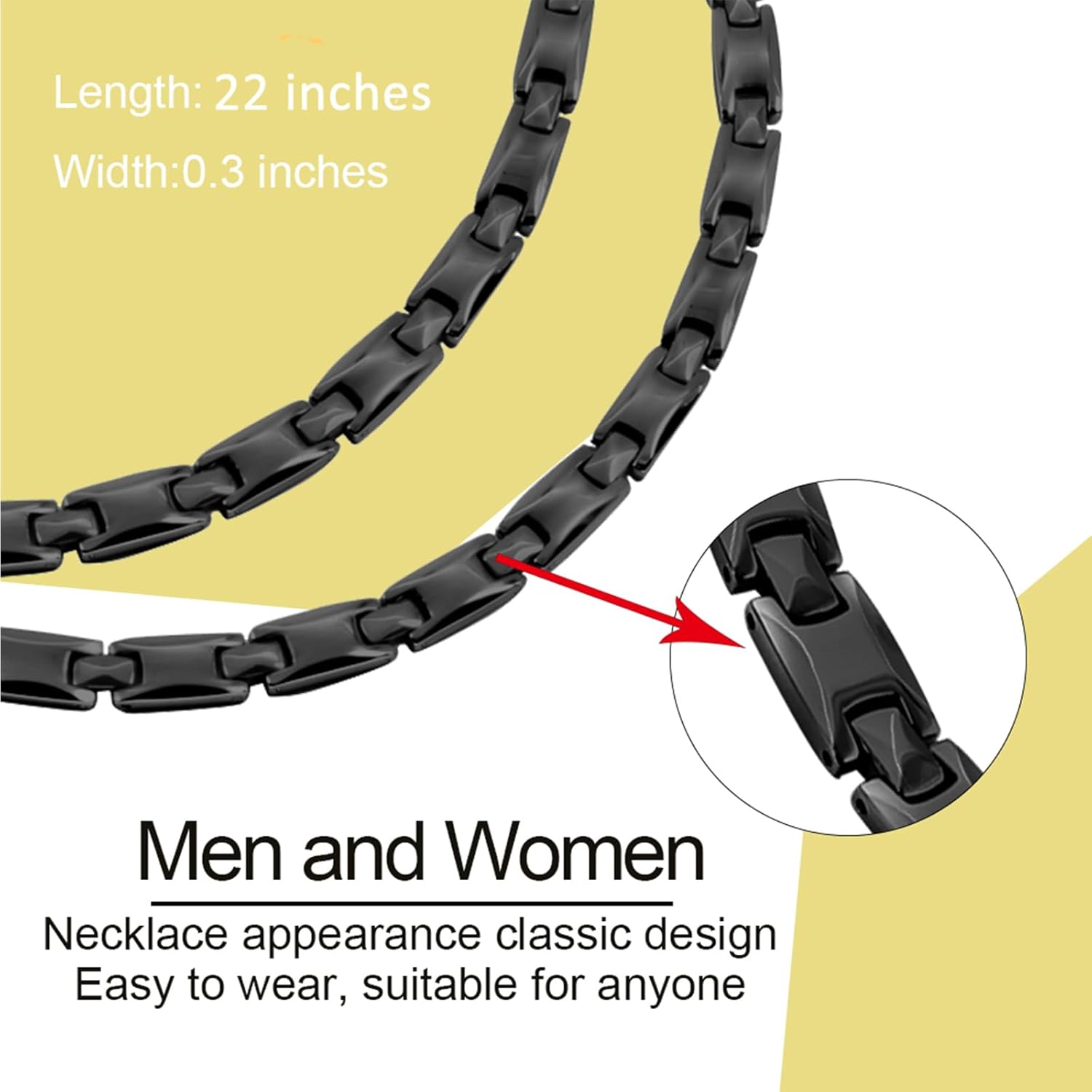 KYOSI Titanium Magnetic Necklace for Men Magnet Jewelry Mens Womens Necklace Unisex Links 22 inches Adjustable Size - Image 4