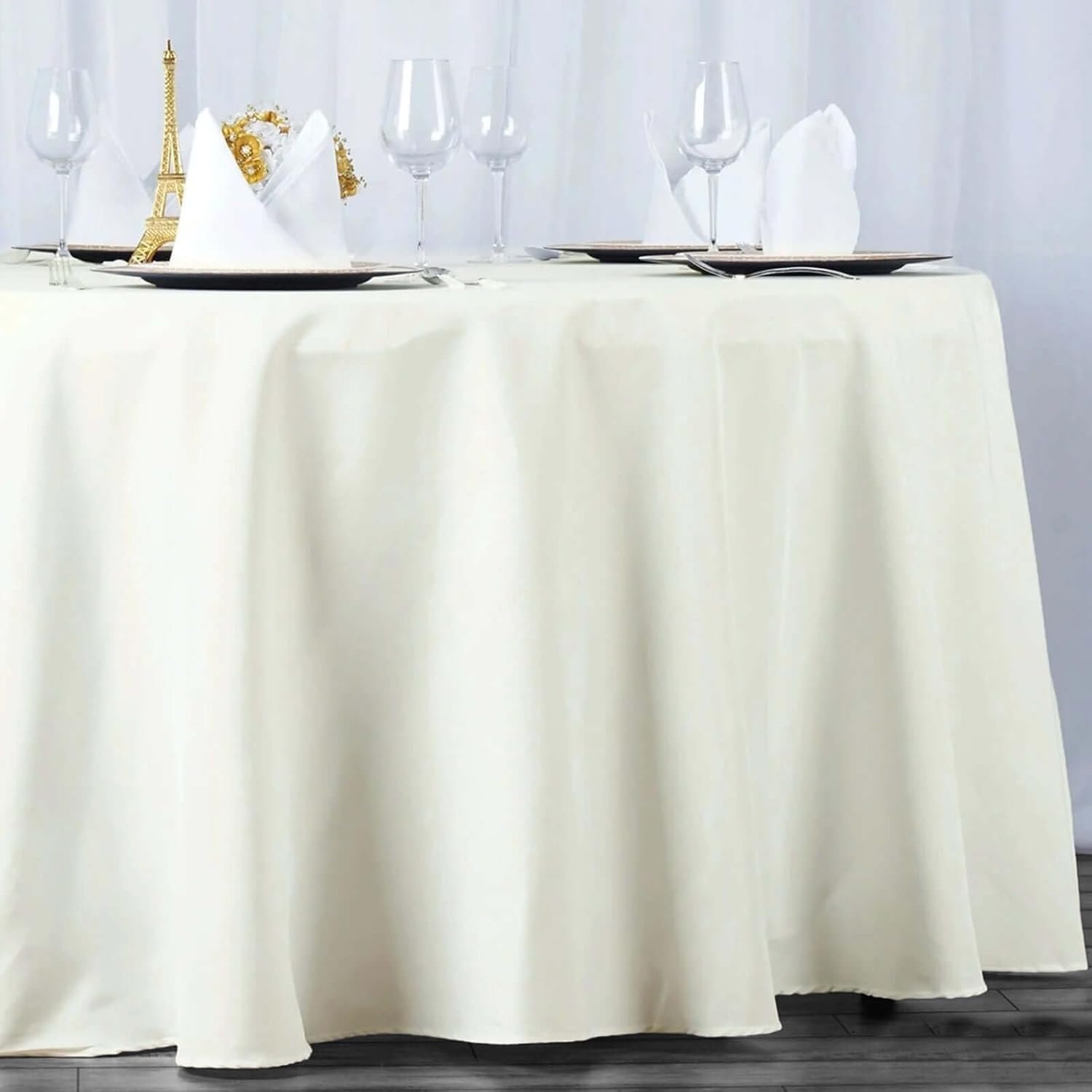 Efavormart 120" Seamless Premium Polyester Table Linens Round Commercial Grade Tablecloth for Wedding Banquet Restaurant - Ivory