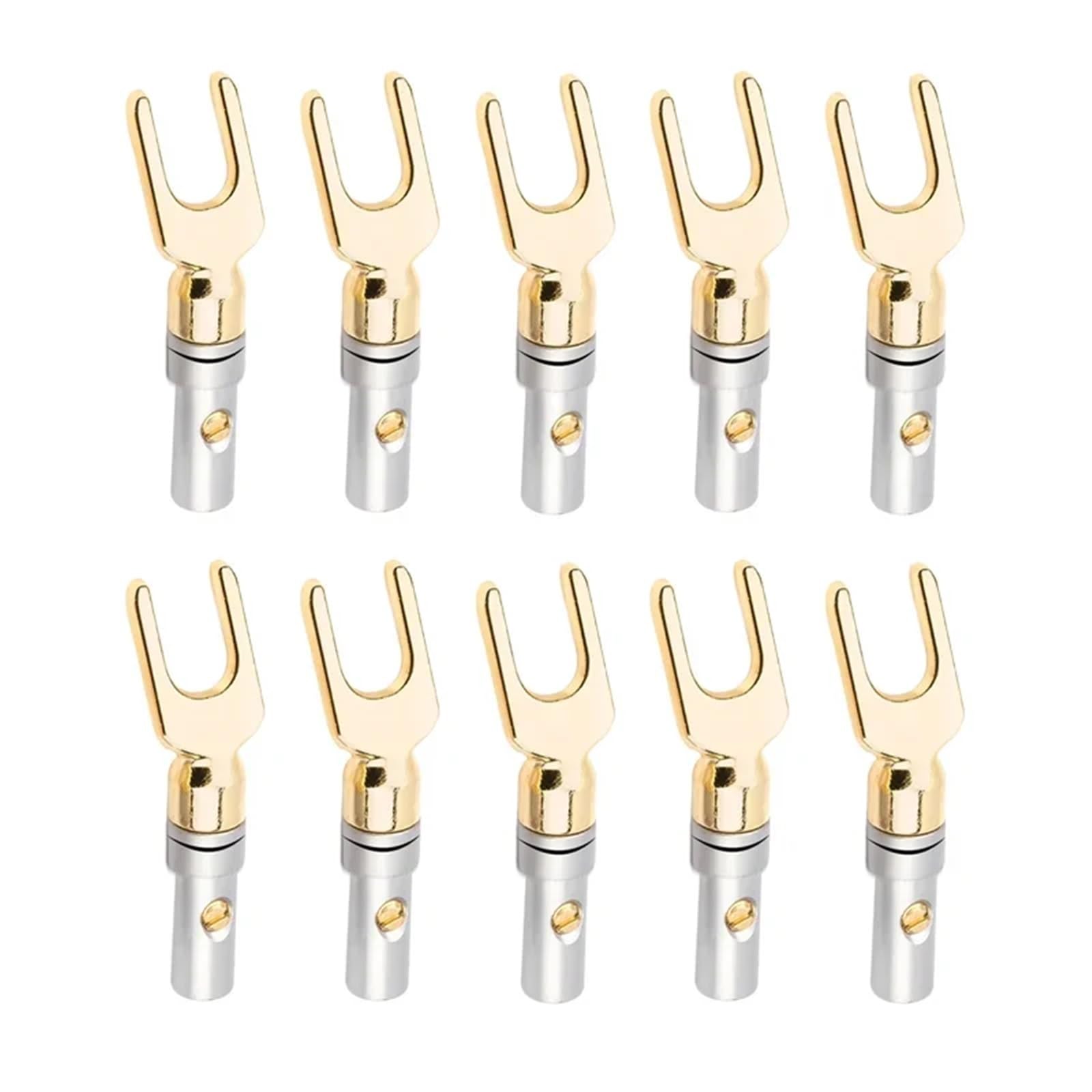 10 Uds. Conectores Banana Tipo Y/U Conectores Banana for Altavoz Cable Conector de Cable de Audio Tornillo de Bloqueo Horquilla Pala(10 Black)