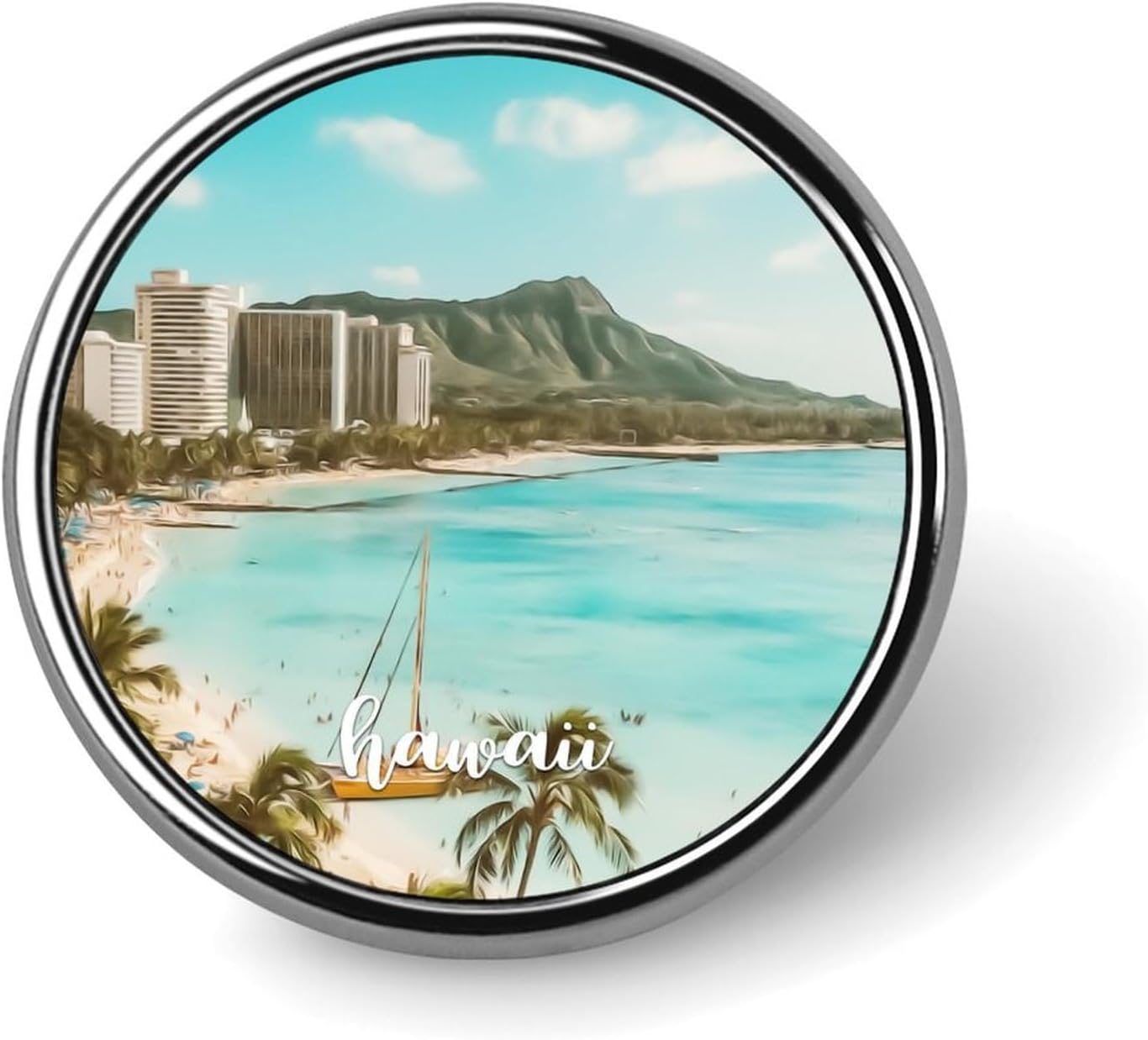 Hawaii Landscape Enamel Pins Sets Hometown Cityscape Lapel Pin New City Skyscrapers Button Pins Modern National Park City Souvenir Pin Set For Women Men Girls Kids Gift Housewarming Gift