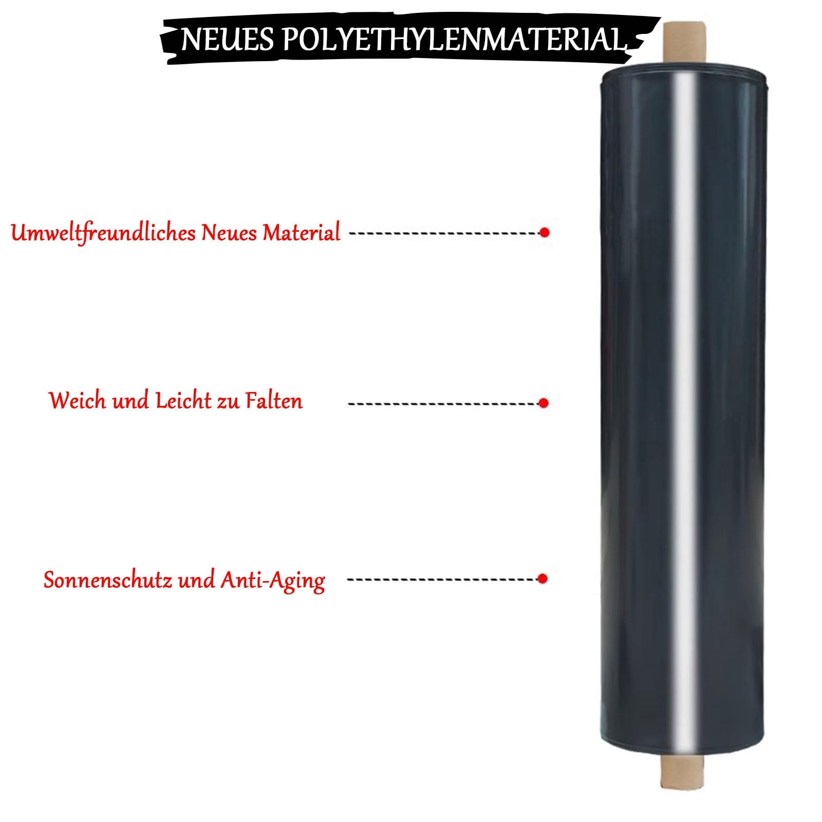 Fischsichere HDPE Teichfolie Rolle - Langlebige, UV-beständige wasserdichte Membran für kleine Gartenteiche, natürliche Schwimmbäder & Wasserspiele - flexibel, reißfest (2x6m)