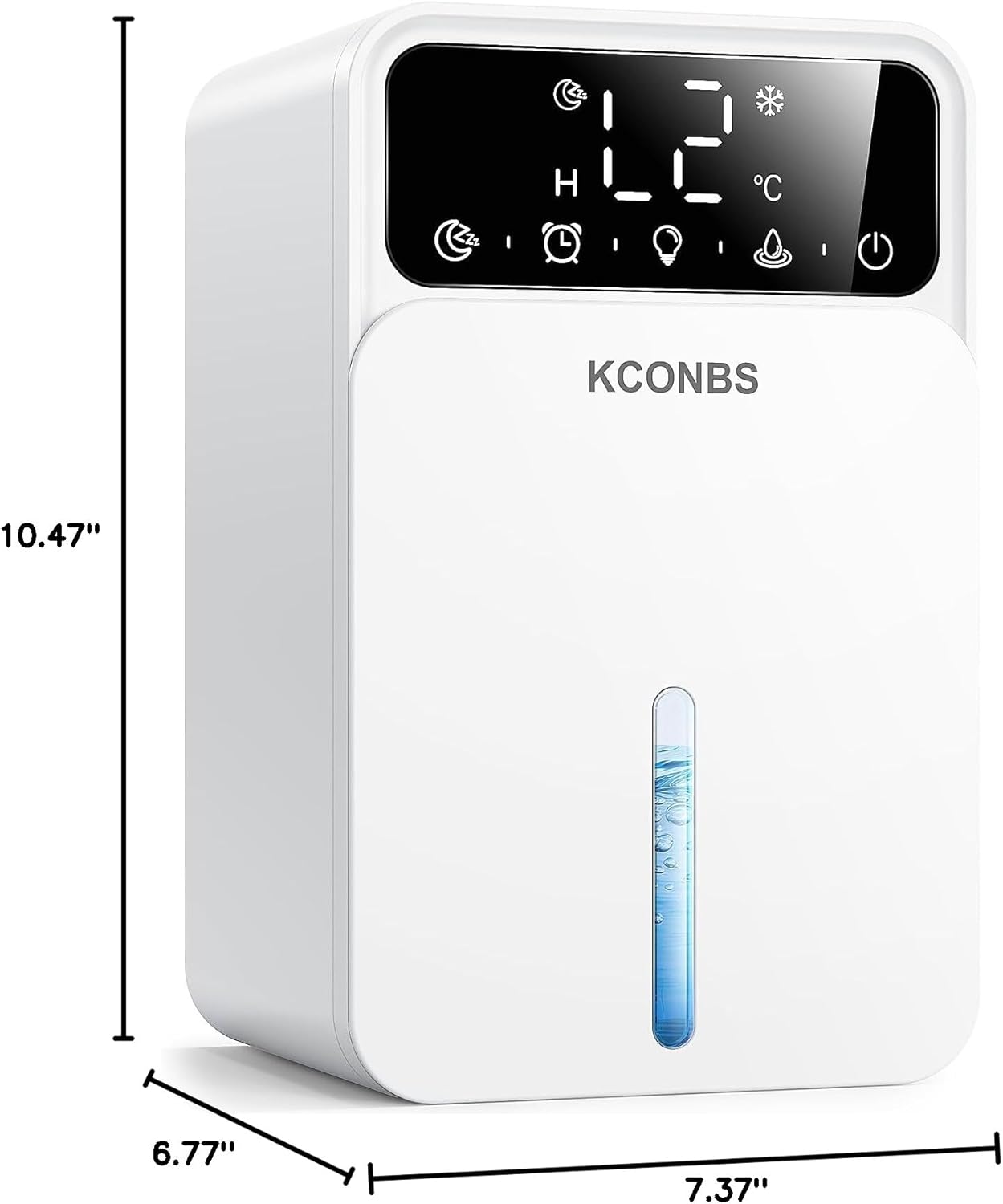 Dehumidifier for Home, 60 OZ Capacity, Auto Shut-Off for Medium Rooms up to 500 Sq.Ft, Portable Quiet for Bedroom Bathroom Basement, 24H Timer & 7 Color Lights (White, 7.36 × 6.77 × 10.47 inch)