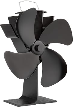 Home-Complete Stove Fan - Heat-Powered Fan for Wood Stoves or Fireplaces - Quiet and Low-Maintenance - Disperses Warm Air Through House Black