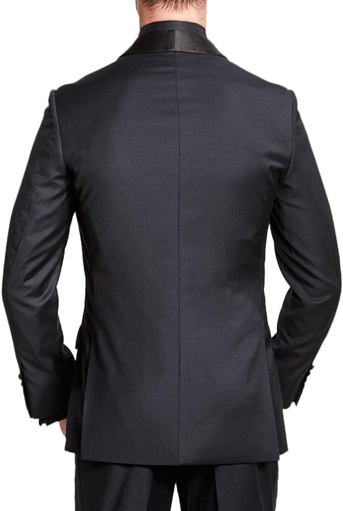 HBDesign Men 2 Piece 1 Button Shawl Lapel Business Formal Suit Black