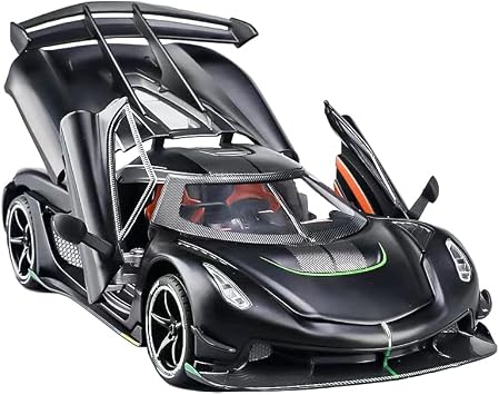 Therina Toy Cars Model Jesko 1/24 Black Alloy Collectibles Die-cast Vehicles with Sound and Light