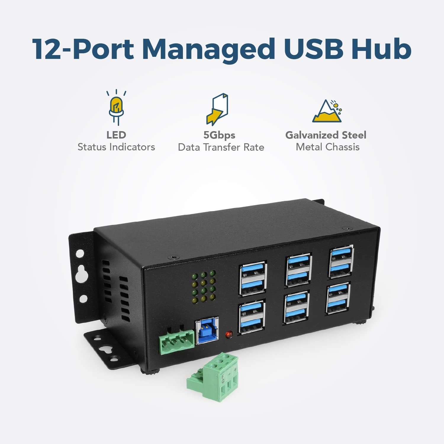Blасk Frіdау 🔥 Coolgear Industrial 12-Port USB 3.0 Powered Hub for PC-MAC DIN-Rail Mount Crеаtіvе Prоduсt Coolgear Industrial 12-Port USB 3.0 Powered Hub for PC-MAC DIN-Rail Mount
