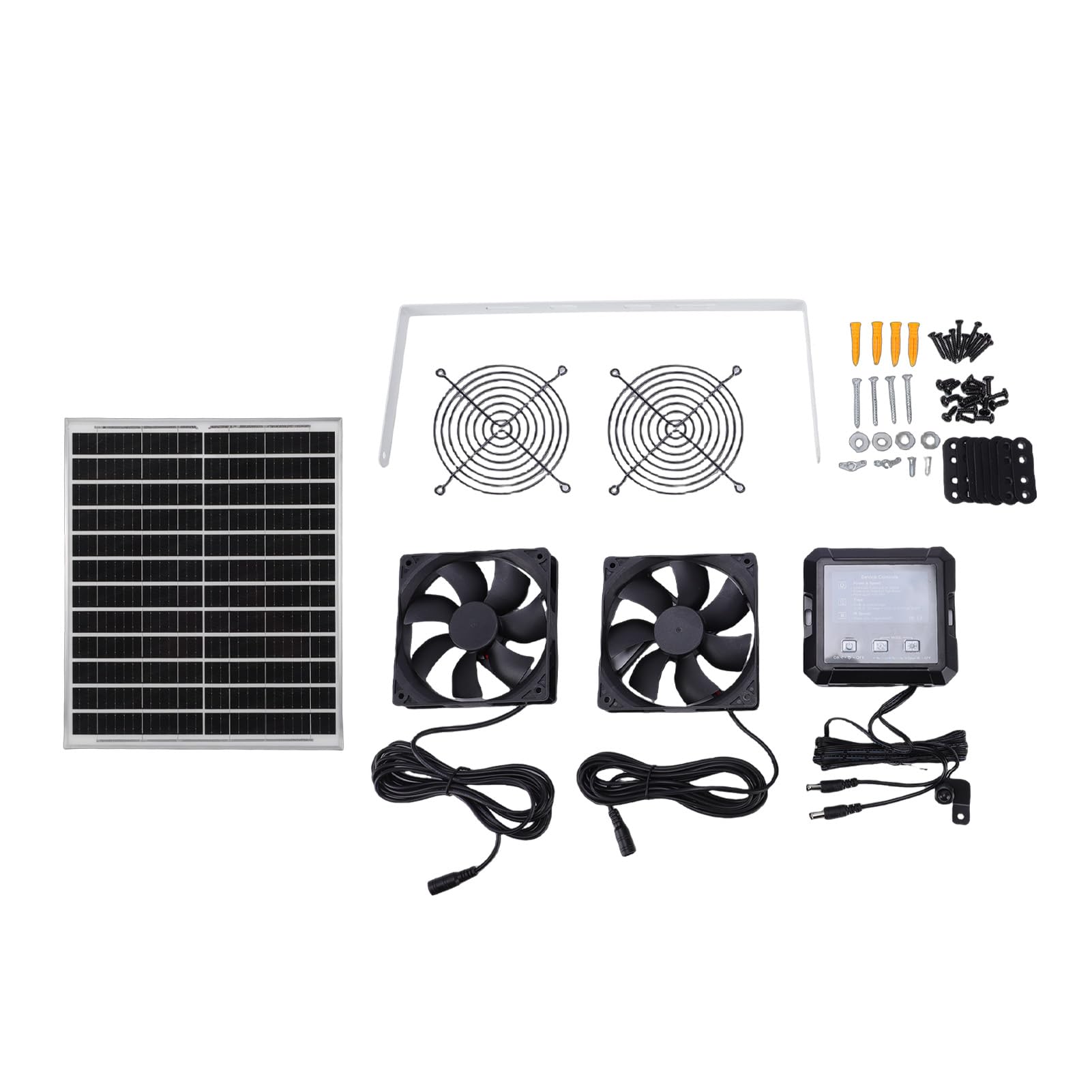 Cocoarm Ventilador Extractor Solar, Doble Ventilador Ajustable de 2 Velocidades con Panel de 25 W, para Ventilación Exterior de Gallineros, Invernaderos y Otros Espacios.