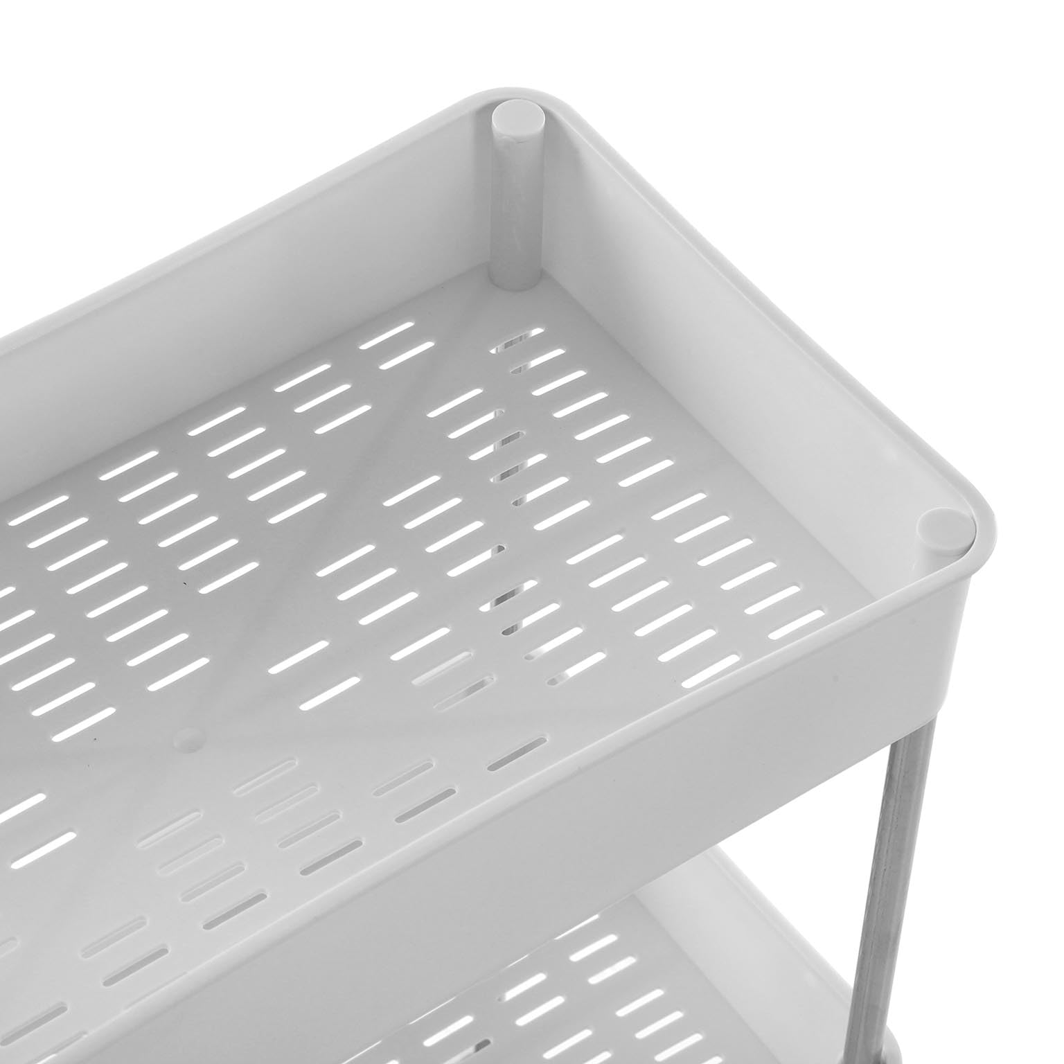 Versa Zenith Meuble Auxiliaire pour Salle de Bain, Chariot de Rangement, avec 3 Étagères et Roulettes, Dimensions (Hauteur x Longueur x Largeur) 65 x 40,5 x 23, Plastique, Couleur Blanche