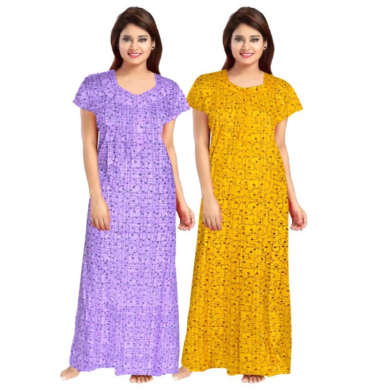 Women Casual Wear Printed Cotton Multicolor Free Size Nighty/Night Gown_Combo_11-image-47