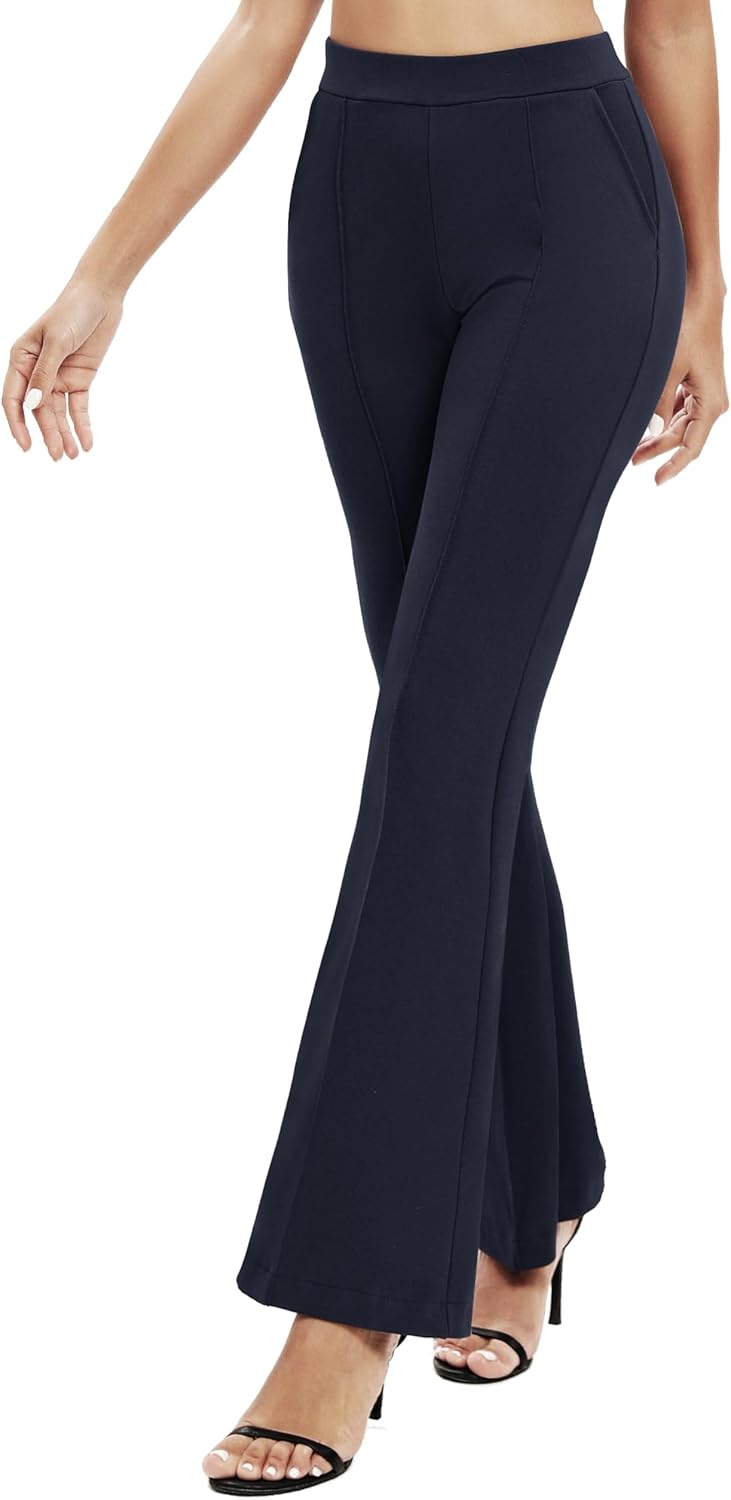 EXCHIC Women's Flare Dress Pants Stretchy Work Pants High Waist Business Office Casual Slacks with Pockets - Image 4
