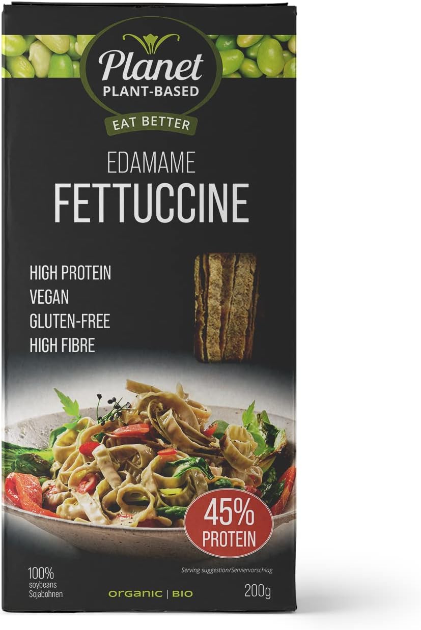PlantBased Edamame Fettuccine 200 g, Pasta Made from 100 Green