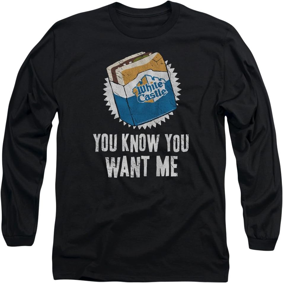 White Castle Fast Food Burger Joint You Know You Want Me Adult L-Sleeve T-Shirt