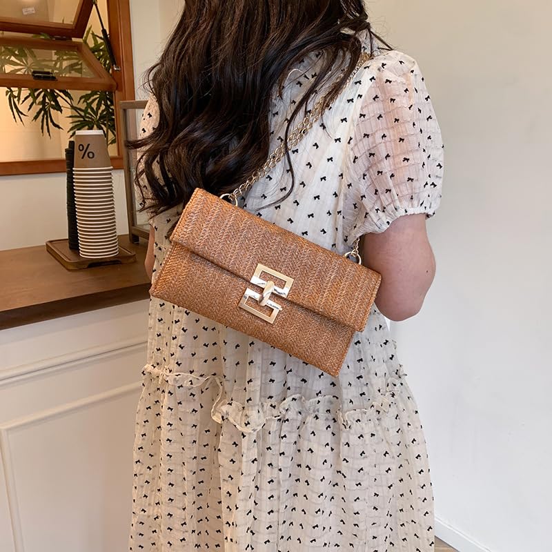 Straw Purse Woven Beach Bag Summer Straw Clutch Purse Boho Crossbody Bags for Women Small Raffia Shoulder Bag3