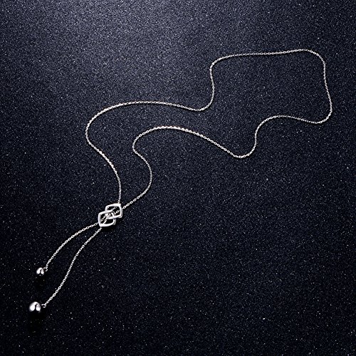 DAOCHONG Long Necklace S925 Sterling Silver Tassel Round Ball Necklace for Women,Snowflake Long Necklace Silver Jewelry Christmas New Year Holiday Gifts for Women Her (Chain adjustable)3