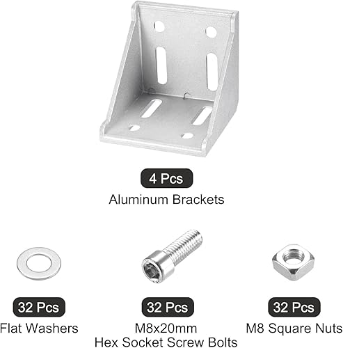 Miniatura 3 de uxcell Juego de 4 kits de refuerzo de soporte de esquina interior, conector de ángulo 8080 de 3.071 x 3.071 x 3.110in para perfil de aluminio de la