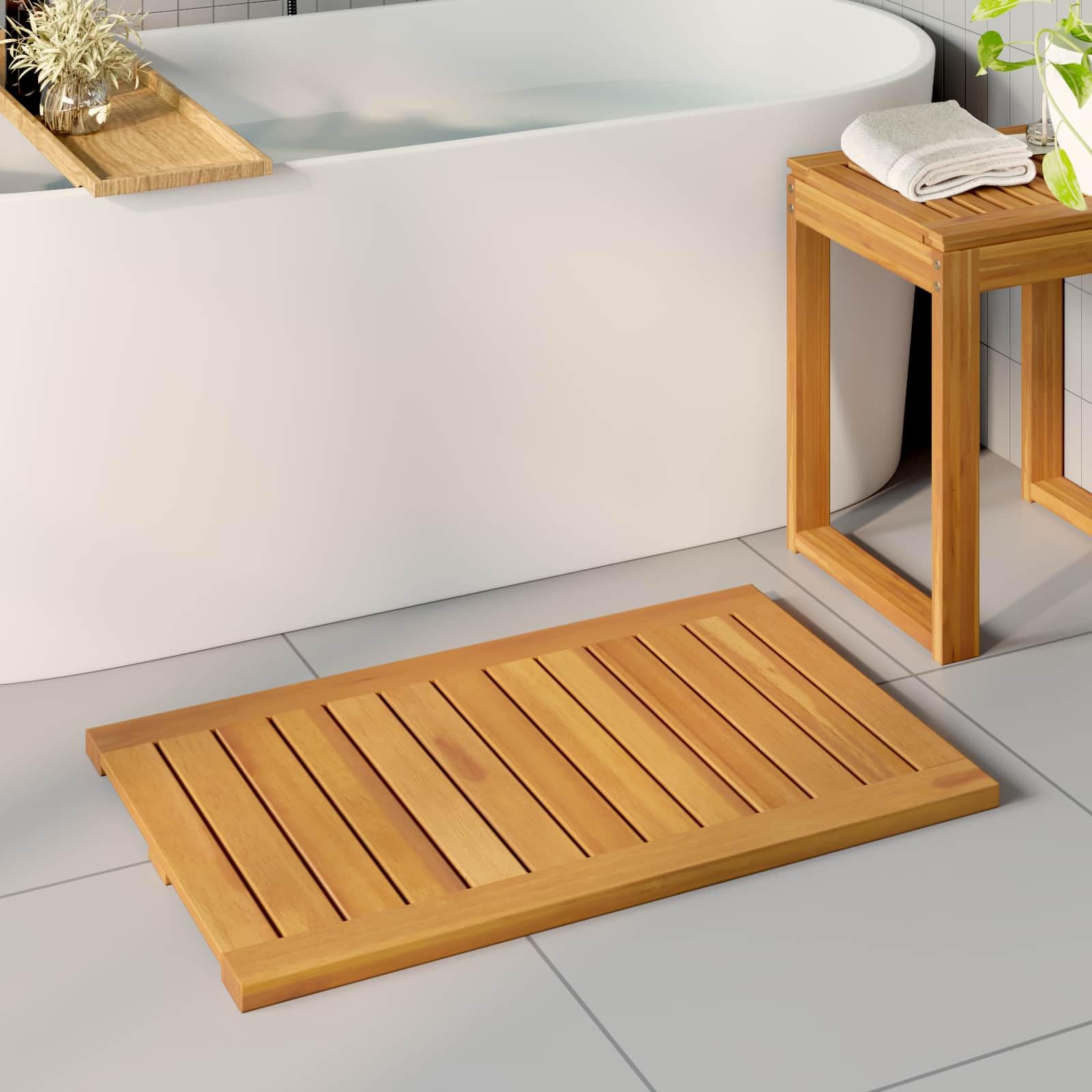 Generisch Badematte Uni Braun 80 x 50 cm Holz,Heim & Garten,Badzubehör,Badematten & Badteppiche-42025268