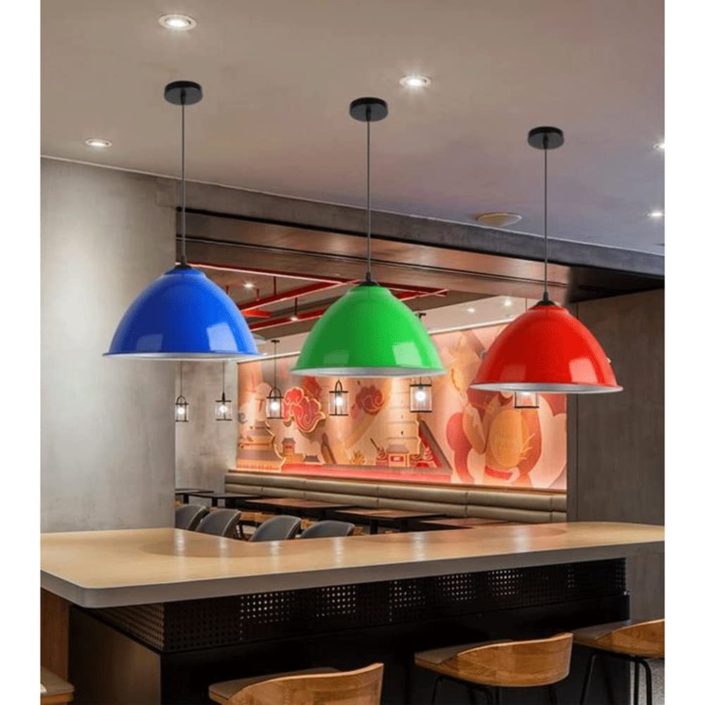Paralume Lucido Macaron - Lampadario in Metallo Colorato Lampade A Sospensione E27 Regolabili per Interni da Ristorante Apparecchi Illuminazione A Soffitto in Ferro Artistico sopra La Sala da