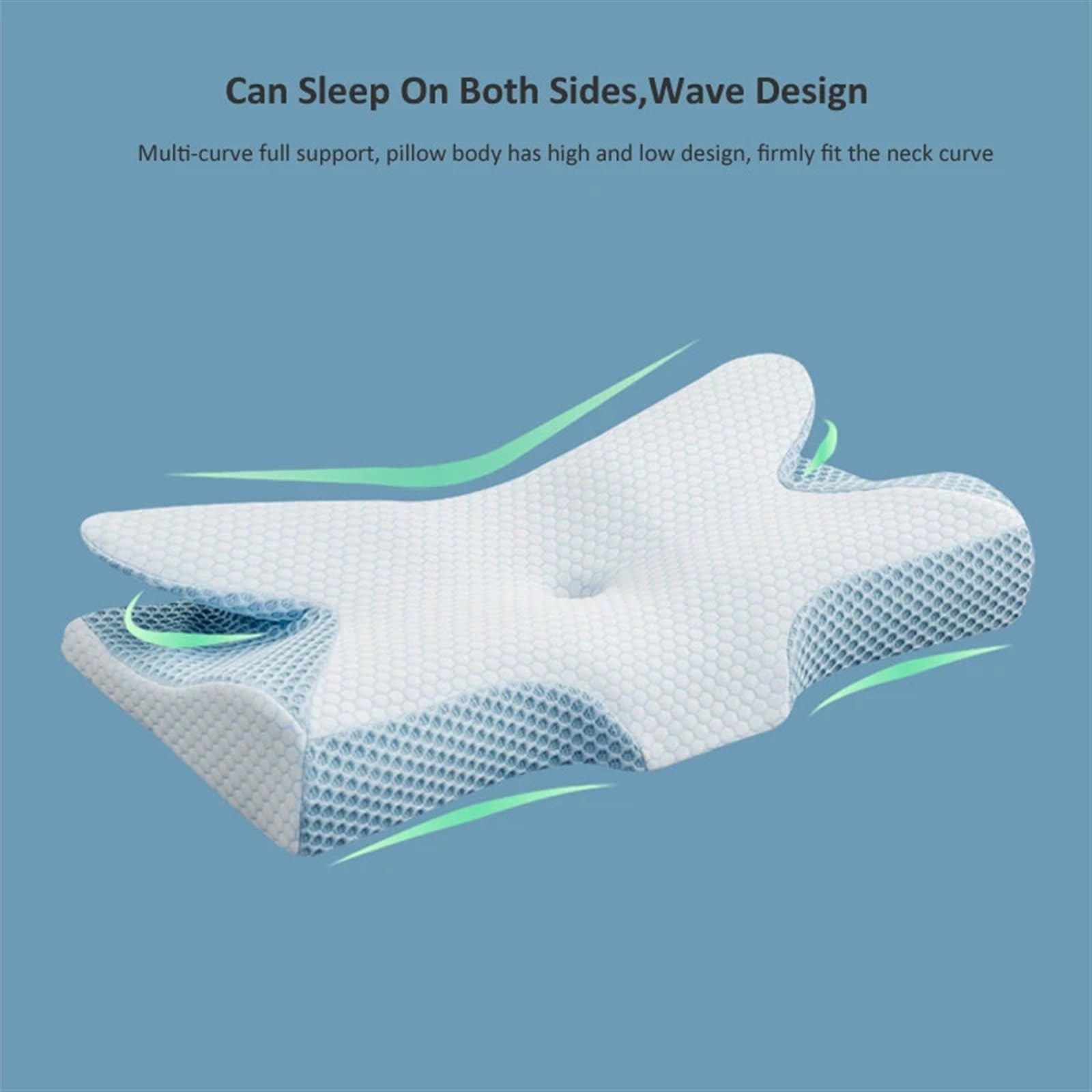 Almohada De Espuma Con Memoria Almohada ortopédica de espuma viscoelástica for dormir, almohadas for vértebras cervicales y cuello en forma de mariposa de rebote lento for dormir de espalda y de lado